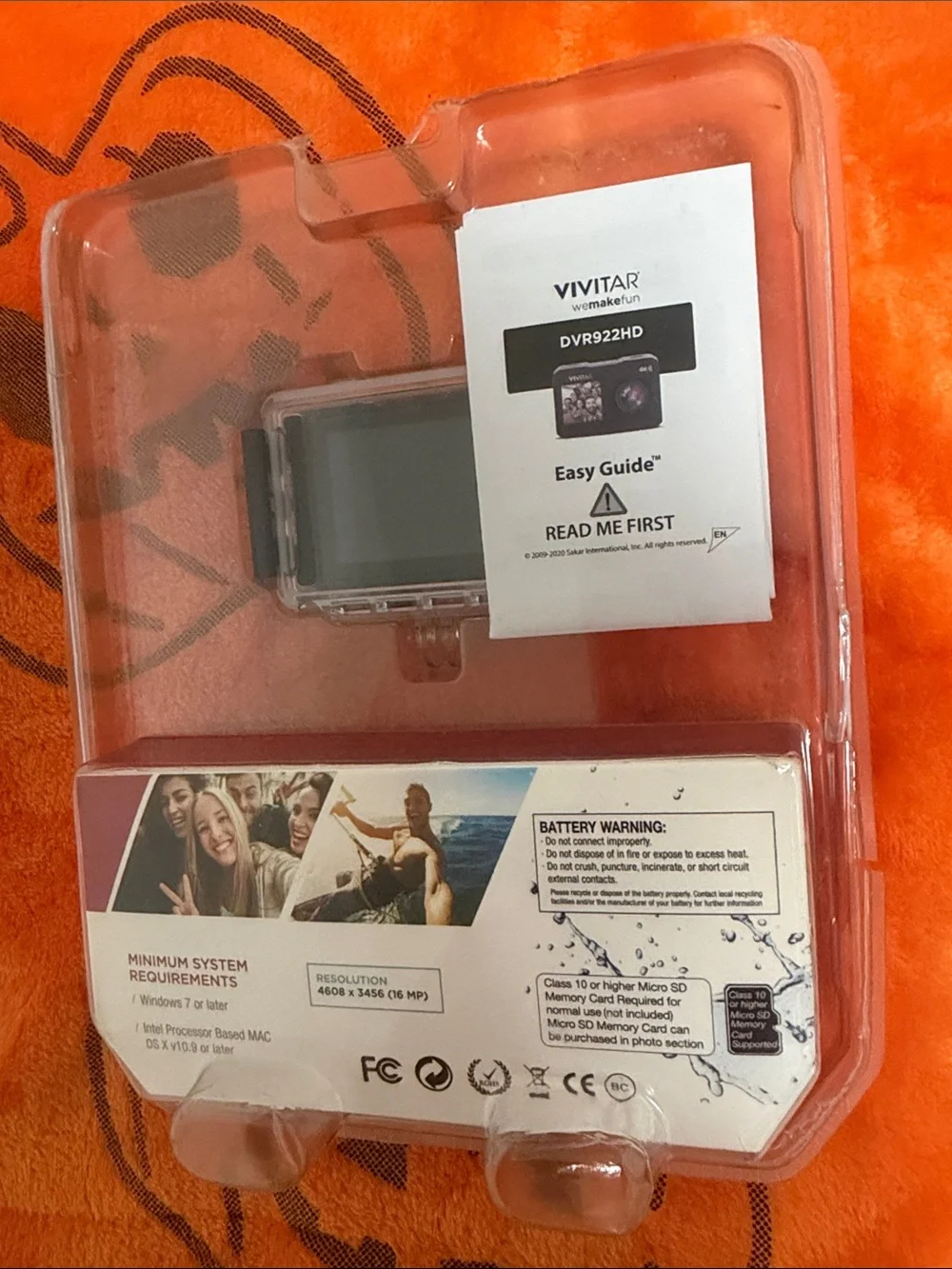 Vivitar 16MP Action Video Camera in Black with Waterproof Case.